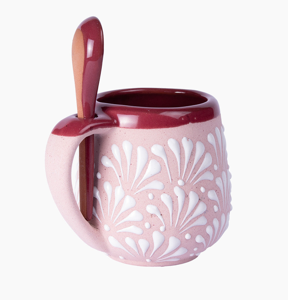 Taza con Cuchara ( Set de 3 pzas del mismo color)